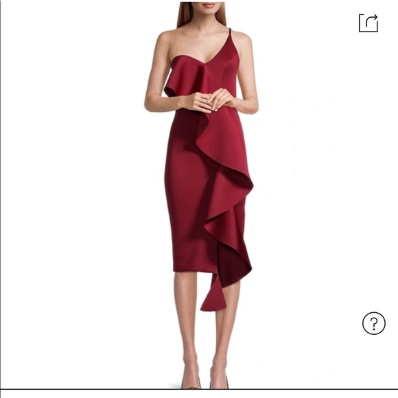 Gorgeous Lavish Alice One-shoulder Strappy Bandeau Scuba Dress In Burgundy - Picture 2 of 6